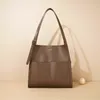 Drawstring Large Capacity Genuiine Leather Tote Bags Simple Designer One Shoulder For Women Fashion Purse And Handbag Bucket Bag