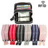 Echtes Leder -RFID Damen Reißverschluss Karten Brieftasche kleine Wechselbeutel Geldbörse für weibliche Kurzbrieftaschen mit Kartenhaltern Frau Geldbörse u8vi##