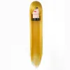 Perücken Feisow gerade Karnevalsperiode 100 cm/40 Zoll gelb/blond Haar synthetische hitzebeständige Halloween -Cosplay -Salon -Haarstück