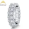 Goldleaf White Ring Jewelry 14K Gold Emerald Cut D Color Moissanite Ring
