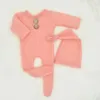 Set di abbigliamento Tuta lavorata a maglia Coda lunga per avvolgere la testa Turbante Beanie Copricapo Cofano Costume all'uncinetto Regalo Baby Boy Girl Pagliaccetto Cappello