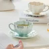 Petal Ceramic Cup Creative Simple Coffee Saucer Office Afternoon Tea Highend Drinkware Kitchen Accessories 240328