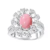 Super Immortal Pink Rare Natural Texture 925 Silver Ring Conch Bead Ring 925 Silver Diamond Oval Style Female