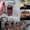 Canecas 500ml Handmade Gótico Vampiro Meia Face Caneca Resina Sangrenta Copo Assustador 2024 Halloween Horror Engraçado Presente Especial para Amigo da Família