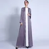 Roupas étnicas Eid Ramadan Aberto Abaya Dubai Cetim Kaftan Turquia Mulheres Muçulmanas Hijab Vestido Kimono Jalabiya Islâmico Cardigan Caftan Vestido