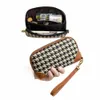 Nova Houndstooth Mulheres LG Estilo Lona Zipper Carteira Grande Capacidade Bolsa Coreana Fi Car Key Bag Card Bag Coin Purse Y41U #