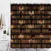 Shower Curtains Vintage Books Curtain Library Bookshelf Educational Wooden Bookcase Art Retro Candle Fabric Decor Bathroom Set