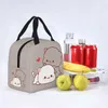 kawaii Peach And Goma Carto Insulated Lunch Bag Cooler Bag Meal Ctainer Mocha Mochi Peach Cat Portable Tote Lunch Box u49i#