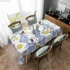 Tovaglia Estate Limone Foglie Blu Tovaglie rettangolari Decorazioni per feste Tovaglia da tavolo impermeabile per cucina Sala da pranzo Decor Y240401