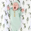 Född Baby Boys Girls Hat Set Soft Bambus Viscose Spädbarn Sleeper Sleep Gown Boy Apparel 12 månaders kläder 240325