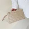 Bolsa de tejido Fi Ladies Muñequera Embrague Mujeres Diario Mey Phe Embrague Sólido Paja Monedero Monedero Playa Cartera Titular de la tarjeta h0gk #