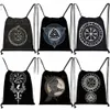 Nordiska runor Odin -mönster DrawString -väskor Vegvisir Ouroboros ryggsäck för reseskor förvaringspåse Holder tonåring bokväskor u13x#