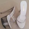 Slippare 6 tum kvinnors skor kristallplattform 15 cm ultrahöga klackar rhinestone sula glider