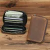 genuine Leather Credit Card Holder Women Crazy Horse Busin Card Holder Zipper Pocket Unisex Card Case Zipper Coin Purse k1ic#