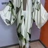 Kimono elegante impressão boho kaftans beach wear cover-ups cardigan sexy maxi roupas para mulheres vestidos para playa