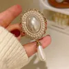 Broscher franska vintage vit pärla spetsar för kvinnor elegant blommig design dingle waterdrop corsage kostym klänning stift tillbehör