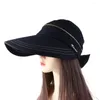 Cappelli a tesa larga Cappello con visiera Cappello da spiaggia da donna Grande fiocco da viaggio Vuoto Top rimovibile Cappello da sole da donna Secchiello da pescatore