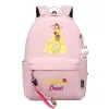 belle Princ Kawaii Boys Girls Kids School Book Bags Women Bagpack Teenagers Canvas Laptop Travel Backpack E2ut#