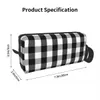 Schwarz Weiß Gingham Plaid Make-Up Tasche Frauen Reisen Kosmetik Organizer Kawaii Check Muster Lagerung Kulturbeutel A7L4 #