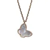 Fashion Van Butterfly Necklace Womens High end Blue Agate Collar Chain Unique Design Light Luxury Neckchain With logo