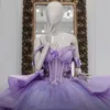 Lilac Shiny Ball Gown Quinceanera Dresses Off The Shouler Appliques Lace Flower Beaded Tull Party Gowns Vestidos 15 XV Anos