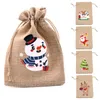 1pc Weihnachten Leinen Sackleinen Tasche Santa Claus Snowman Elch Draw String Geschenktüten Süßigkeiten Aufbewahrungstaschen Xmas Pounch Neujahr L7YQ##