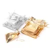 10 pcs/lot cordon de mariage motif Organza fête cadeau sacs bonbons bijoux pochettes S/M/L M09f #