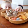 Альбомы 6pcs деревянные облака обеденная тарелка Силиконовая кормление детское кормление детское кормление детские бамбуковые посуды детская посуда подарочный набор посуда