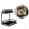 Kitchen Storage QX2E 2 Tiers Under Sink Shelf Multi Functional Pull Out Rack Space Saving Spices