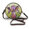 Bolsa de ombro floral moda feminina redonda bolsa de compras de couro elegante