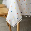 Table Cloth Korean Style Cotton Tassels Floral TableclothTea Table DecorationRectangle Table Cover For Kitchen Wedding Dining Room Y240401