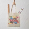 hi Its Me Teacher Pattern Tote Bag Back To School Graduati Gift for Teacher Canvas Shoulder Bags Women's Reusable Shop Bag s28r#