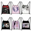 Japonês Anime NANA Impressão Drawstring Bag Mulheres Sacos de Armazenamento Preto Stes NANA Osaki Bolsa de Ombro de Lona para Sapatos de Viagem Titular r6Lv #