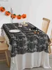 Bordduk svart halloween spetsduk Rektangulär spetsbord täcker y240401