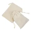 Bague de lin blanc poche vintage fermeture en lin sac à crampons écologique cott cott cott simple sac cadeau de rangement t2ue # #