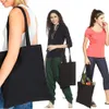 Bolsa de ombro de lona feminina reutilizável sacos de loja senhoras fi bolsas de armazenamento saco de texto impressão casual tote para meninas f2c0 #