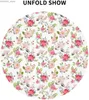 Table Cloth Summer Round Tablecloth 60 Inch Watercolor Floral Roses Pattern Table Cloth Washable Tablecloth Waterproof and Stain-Proof Y240401