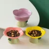Feeders Cute Ceramic Cat Bowl, NonSlip, Flower Shape, High Foot, Puppy Feeder, Feeding Food Water, Elevated Raised Dish, Pet Supplies