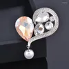 Brosches Sinleery Luxurious Blue Cubic Zircon Big Heart Grey Pearl Brosch Pin For Women's Fashion Jewelry Accessories XZ191