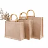 2023 Vintage tela impermeabile Tote Bag di bambù Borse di iuta casual di grande capacità Beige portatile da viaggio Borsa da viaggio Borsa da negozio D8GF #