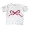 T-shirts pour femmes Streetwear Y2k Plaid Bow doux à la mode Kawaii col rond à manches courtes coupe ajustée T-shirt sexy bébé haut fille épicée