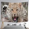 Snow Leopard Tapestry Wall Hanging Animal Psychedelic Mystery Dormitory Living Room Background Cloth Decor