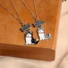 Collana con etichetta di collari per cani per donne 2 pezzi di cani di cartone animato e gatti indossano ciondoli unici per viaggi quotidiani