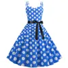 Women Summer Polka Dot Print Party Robe Femme Black Retro Vintage Swing Prom Rockabilly Midi Dresses vestidos 240319