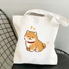 Sac de boutique de femmes mignons chien imprimé harajuku réutilisable shopper canvas sac fille sac à main