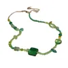 Pendentif Colliers Menthe Vert Fleurs Lune Perle Verre Collier Frais Clavicule Chaîne Femmes