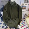 Casual overhemden voor heren Amerikaanse retro groene werkkleding met lange mouwen Mode knappe innerlijke herentops Mannelijke kleding