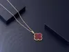 Designer Charm Van Four Leaf Grass Necklace Womens V Gold Thick Plated 18k Rose Large Red Chalcedony hängsmycken