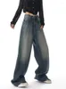 سروال جينز للسيدات قبل السقوط الأمريكية الرجعية تصميم سروال واسع النطاق