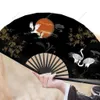 60cm Folding Fan Ancient Style Crane Myth Chinese Tassel Dance Clothing Accessorie Home Decor 240325